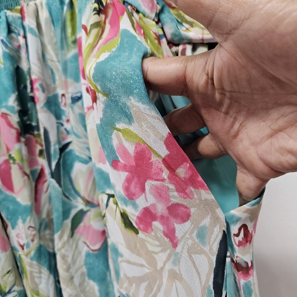 Torrid Floral Asymmetrical Dress - Pink and Green - Picture 10 of 16